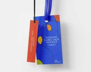 Free Hanging Two Label Tags Mockup PSD