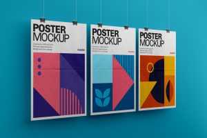 Free Hanging Vertical Poster Mockup PSD set - Best Free PSD Mockups