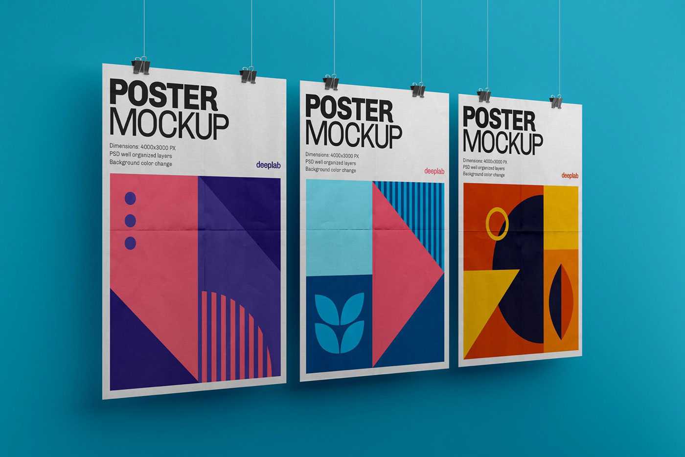 Free Hanging Vertical Poster Mockup PSD set - Best Free PSD Mockups