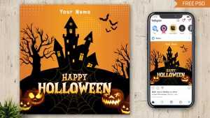 Free Happy Halloween Wishes Free Instagram Post Design PSD Template