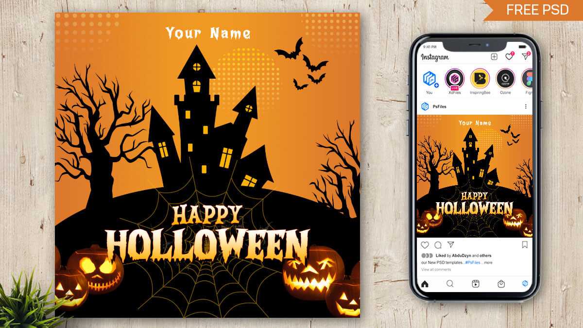 Free Happy Halloween Wishes Free Instagram Post Design PSD Template