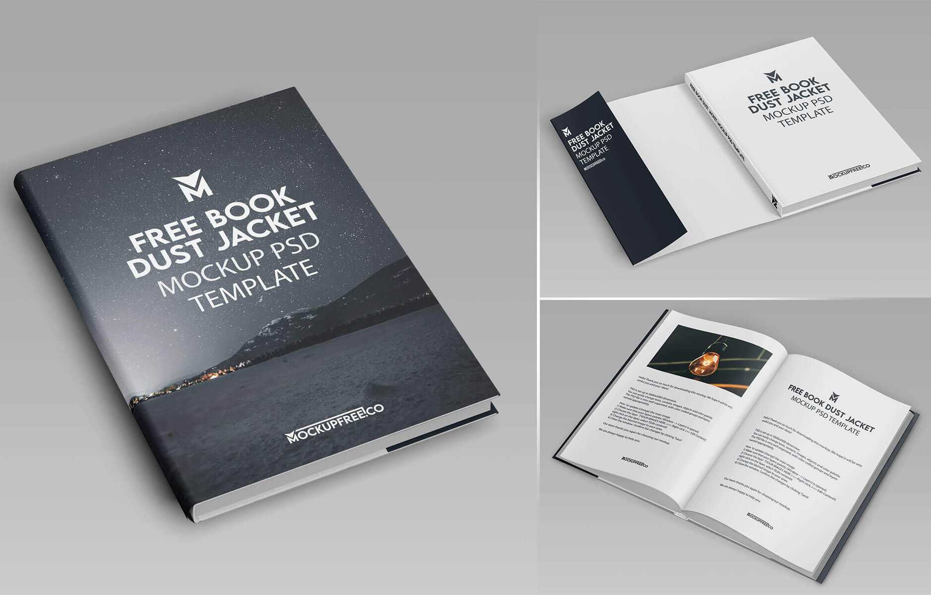 Free Hardback Book Dust Jacket Mockup PSD Set