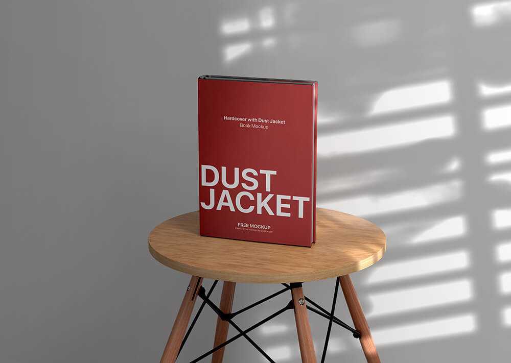 Free Hardcover Book Mockup on Wooden Stool