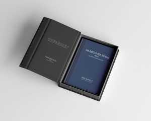 Free Hardcover Book With Magnetic Book Case Mockup PSD
