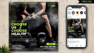 Free Health and Fitness Training Social Media Post PSD Template