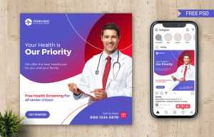 Free Health Clinic Social Post Modern Design PSD Template
