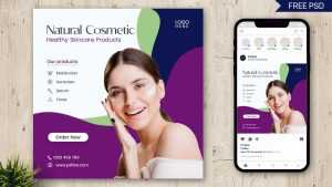 Free Healthy Skin Care Product Social Media Post Design PSD Template