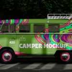 Free Hippie Camper PSD Mockup