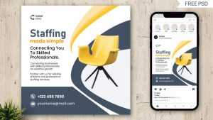 Free Hiring Post PSD Template – USA Recruitment Social Media Design for Companies
