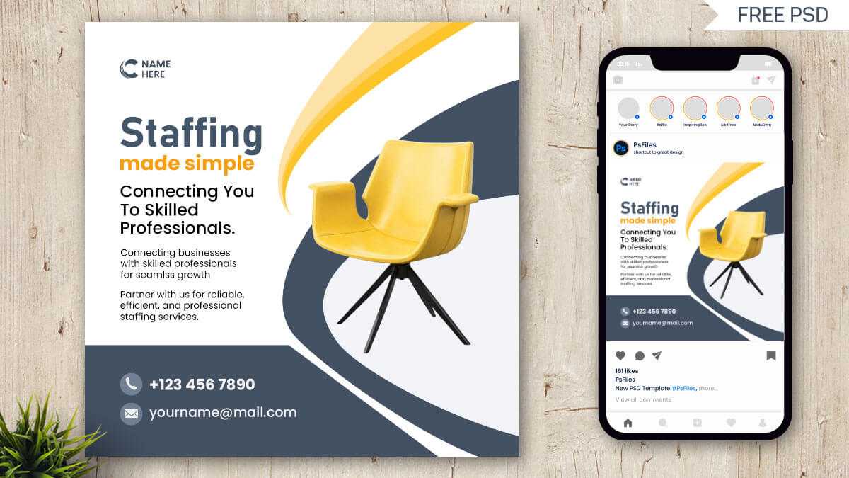 Free Hiring Post PSD Template – USA Recruitment Social Media Design for Companies
