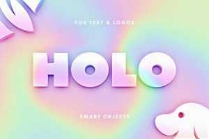 Free Holographic Text Effect, Logo Mockup PSD