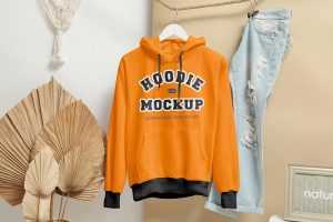 Free Hoodie Hanging On Rope Mockup PSD - Best Free Mockups | PsFiles