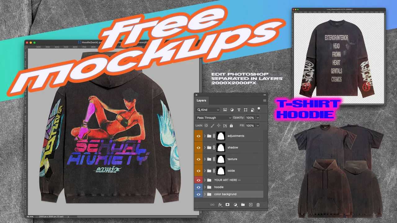 Free Hoodie T-Shirt Mockup PSD