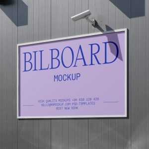Free Horizontal Billboard on Metal Building Mockup