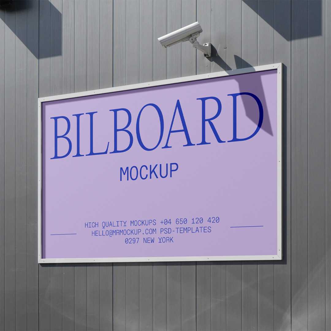 Free Horizontal Billboard on Metal Building Mockup
