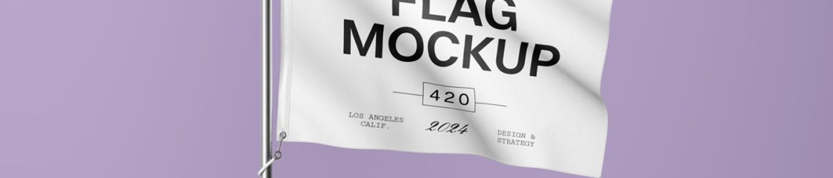 Free Horizontal Flag on Pole Mockup