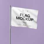 Free Horizontal Flag on Pole Mockup