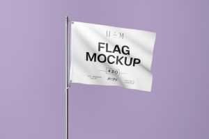 Free Horizontal Flag on Pole Mockup