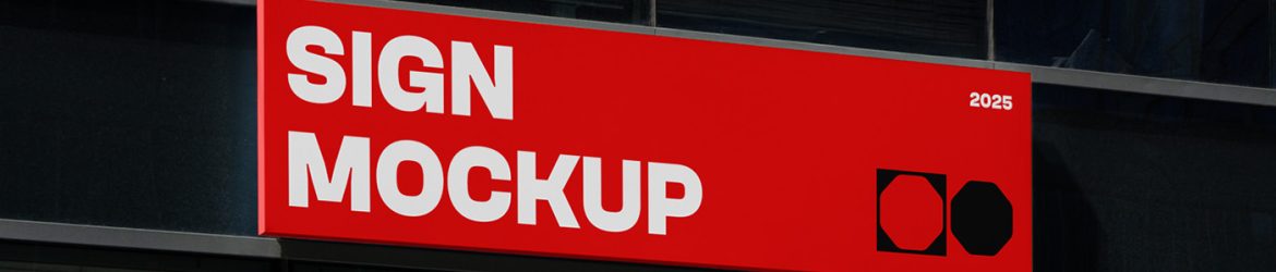Free Horizontal Sign on a Building Mockup Free Horizontal Sign on a Building Mockup