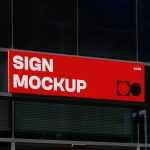 Free Horizontal Sign on a Building Mockup