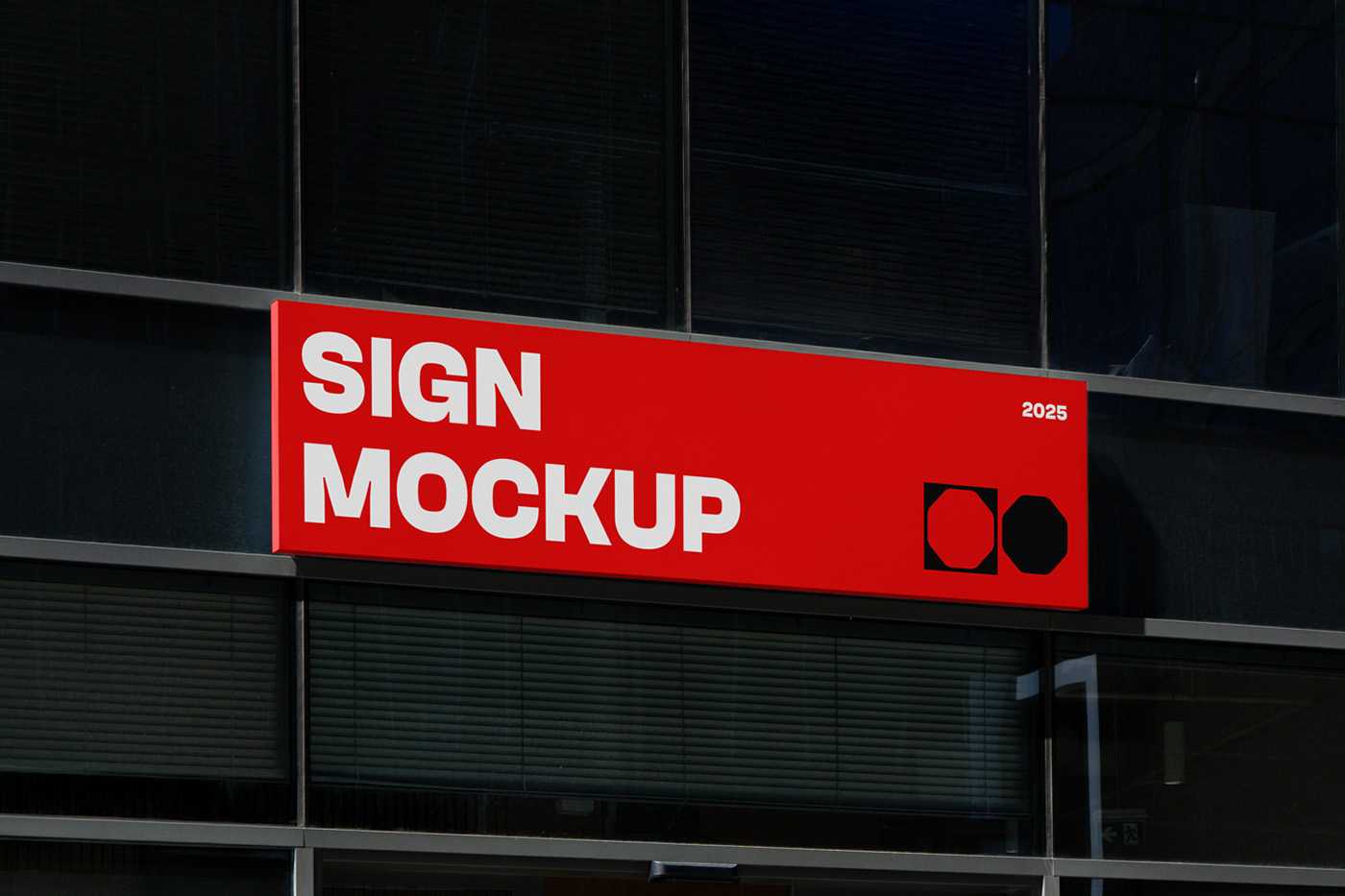 Free Horizontal Sign on a Building Mockup