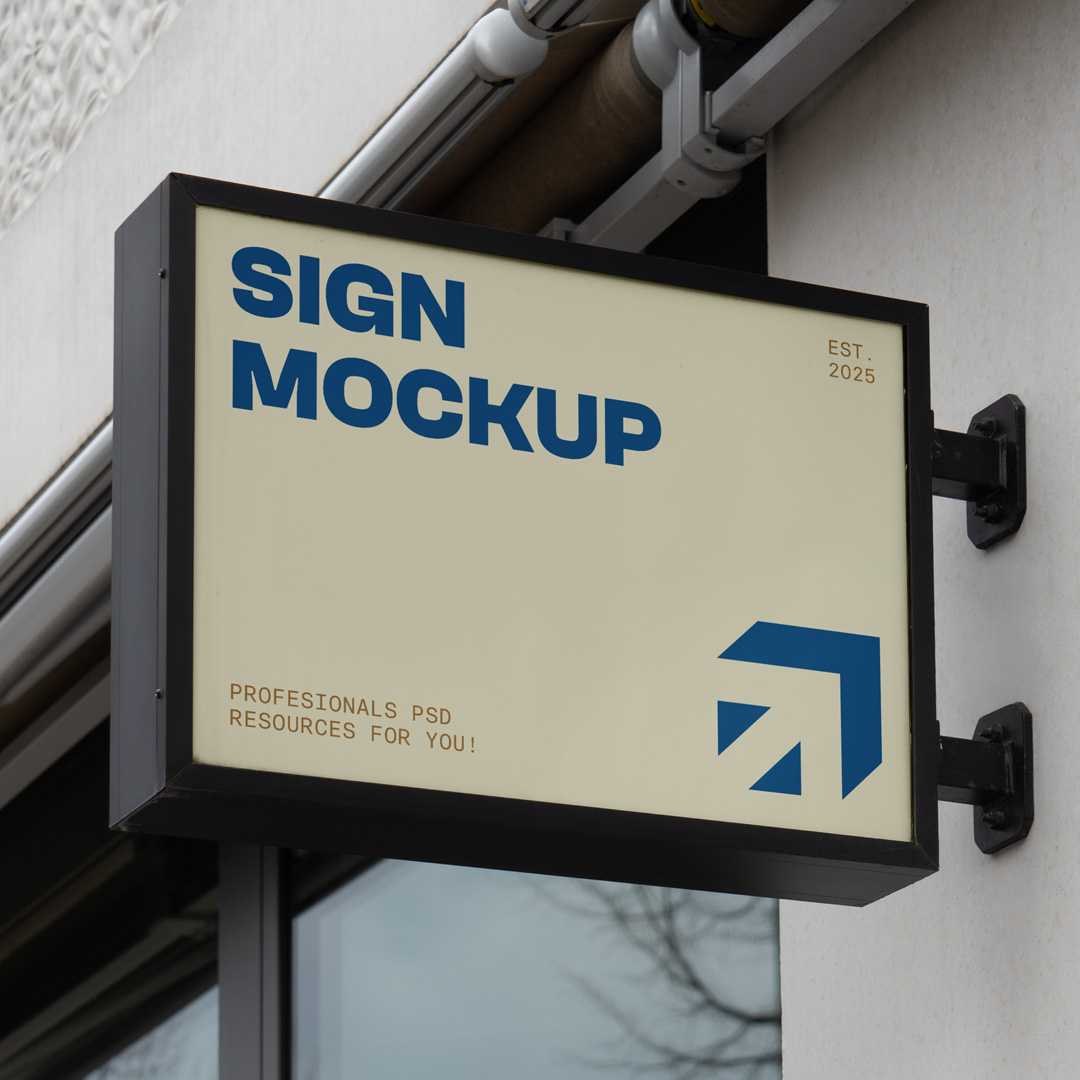 Free Horizontal Sign on Wall Mockup