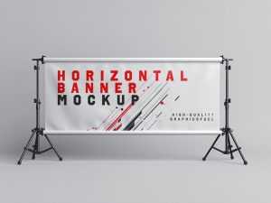 Free Horizontal Tripod Banner Stand Mockup PSD