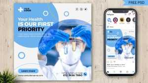 Free Hospital Health Care Social Media Post PSD Template
