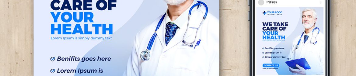 Free Hospital Health Care Social Post Design PSD Template