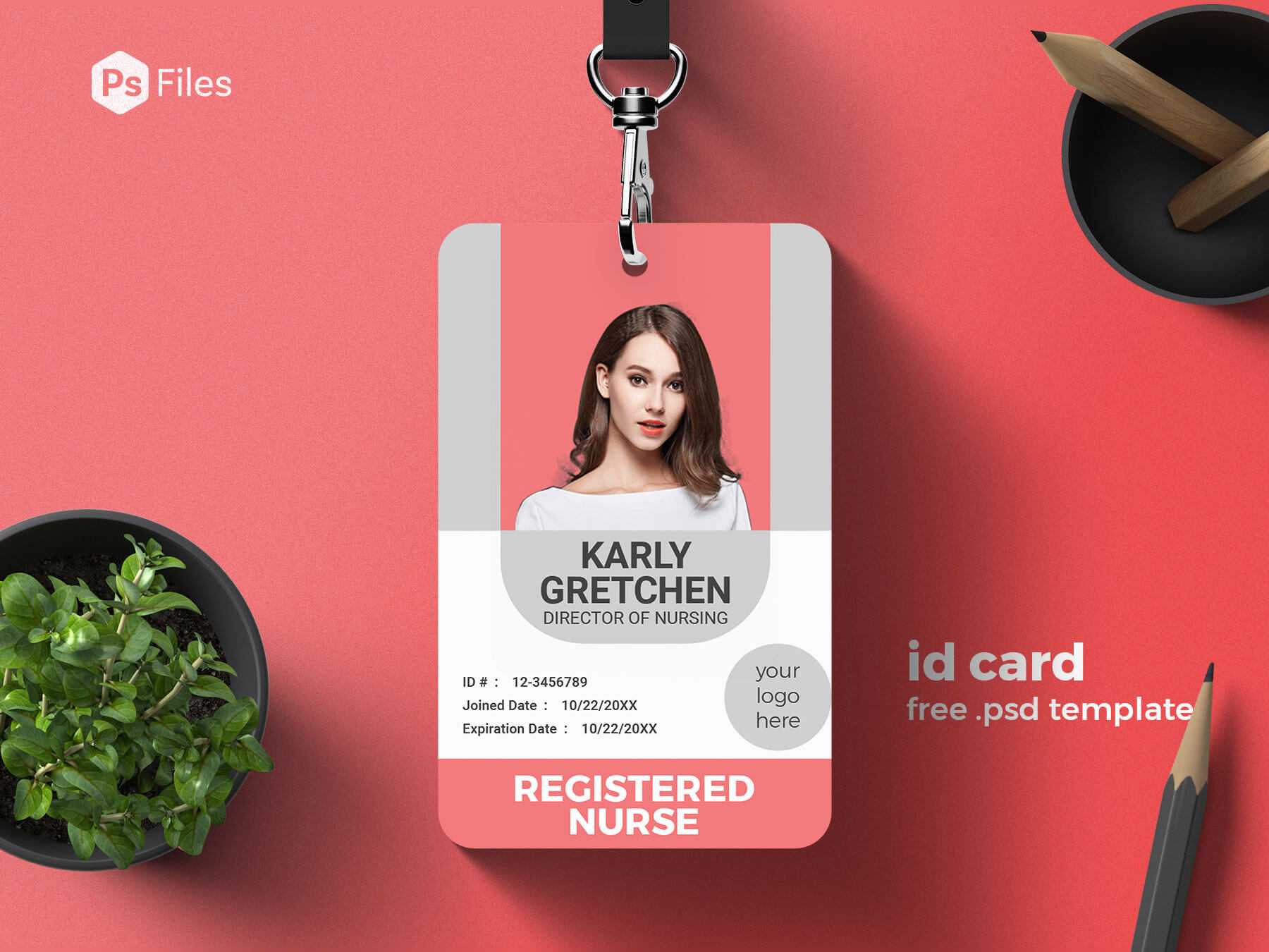 Free Hospital Nurse Identity Card Design PSD Template