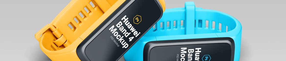 Free Huawei Band 4 Smartwatch Mockup PSD Set Free Huawei Band 4 Smartwatch Mockup PSD Set