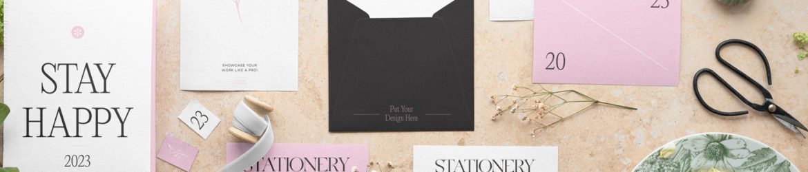 Free Huge Paper Stationery Set Mockup
