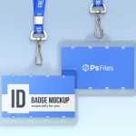 Free ID Card Holder With Lanyard Mockup PSD set