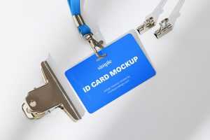 Free ID Card Mock-up PSD Scene