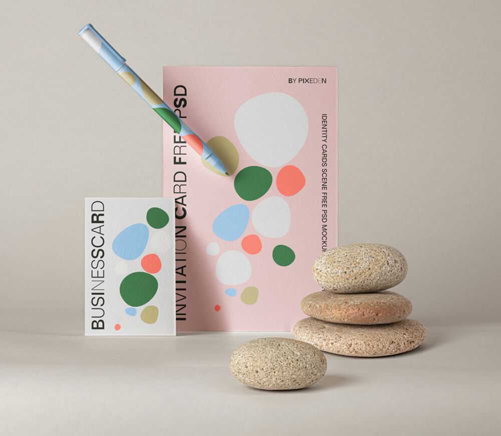 Free Identity Branding Paper Cards Mockup PSD