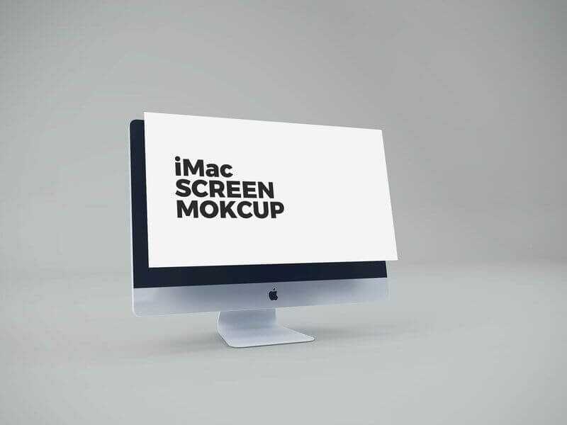 Free iMac Popped up Screen Mockup PSD
