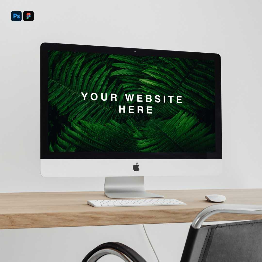 Free iMac Pro on Desk Mockup