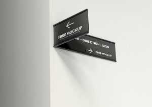 Free Indoor Direction Sign Board Mockup PSD