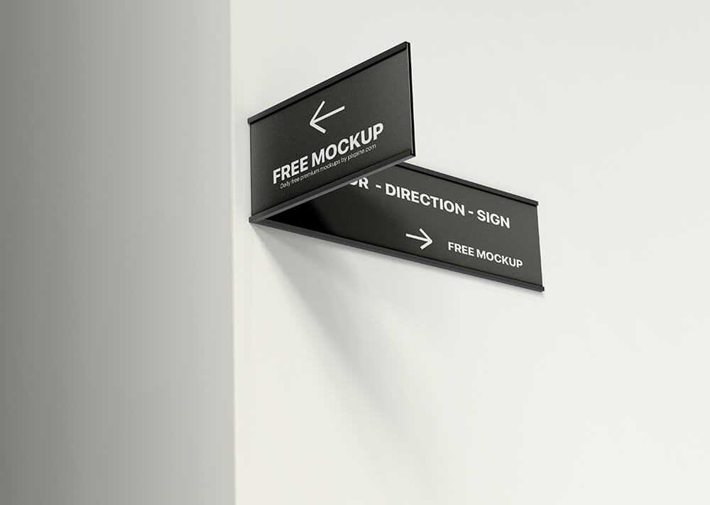 Free Indoor Direction Sign Board Mockup PSD