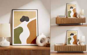 Free Indoor Photo Frame Mockup PSD