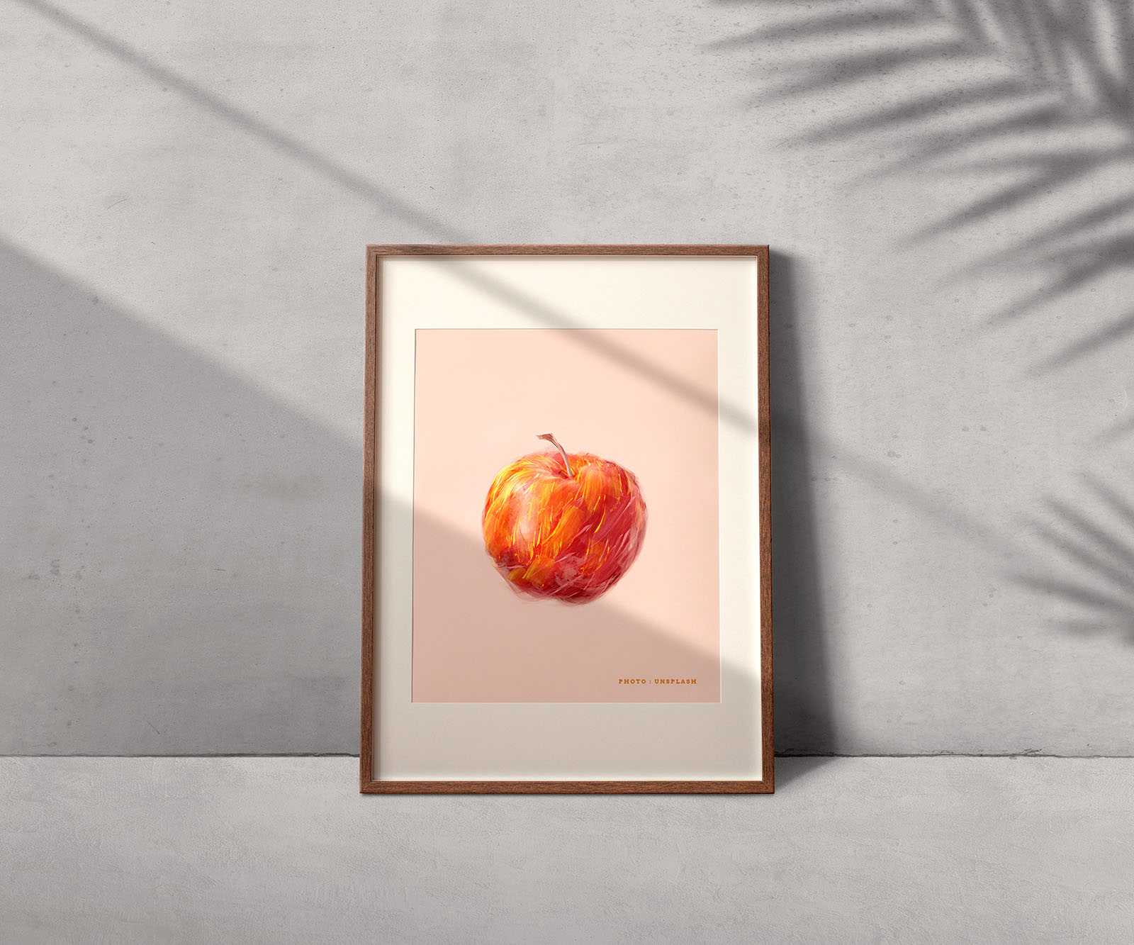 Free Indoor Photo Frame Mockup PSD with Shadow Overlay