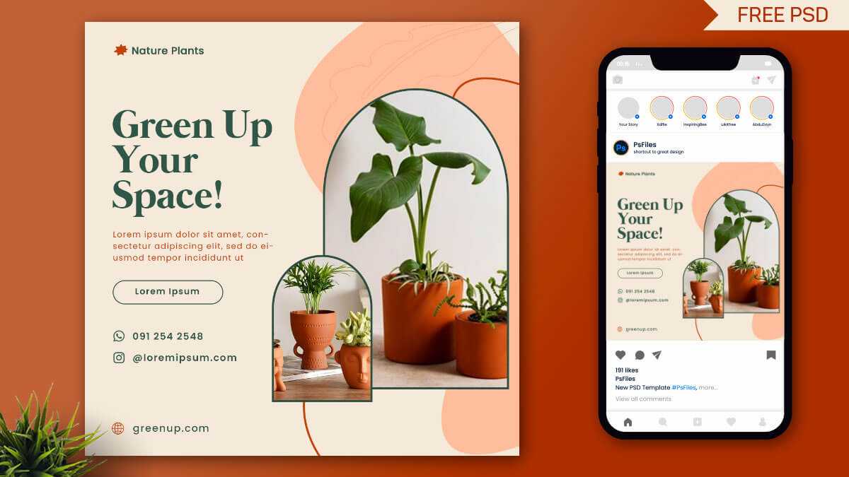 Free Indoor Plants Sale Social Media Post Design PSD Template – Download Now!