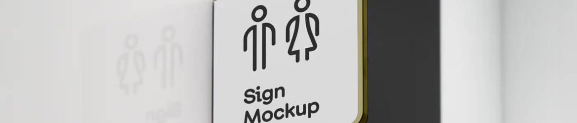 Free Indoor Restroom Sign PSD Mockup