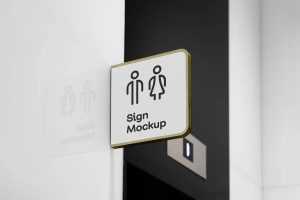 Free Indoor Restroom Sign PSD Mockup