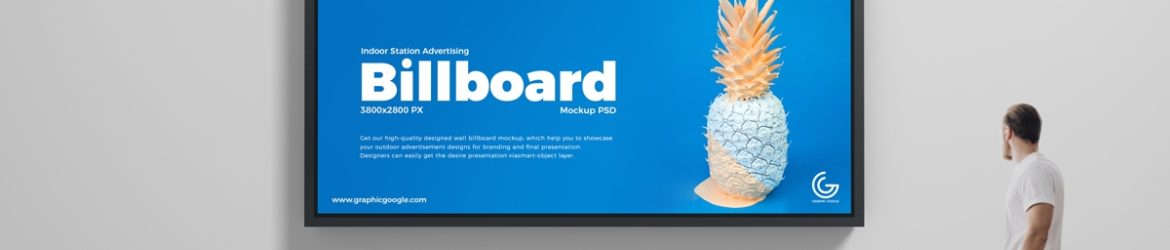 Free Indoor Station Advertising Billboard Mockup