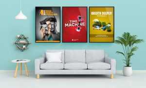 Free Indoor Wall Photo Frame - Poster Mockup PSD