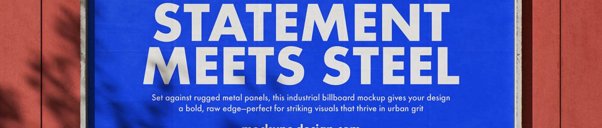 Free Industrial Billboard On Metal Panels Mockup PSD