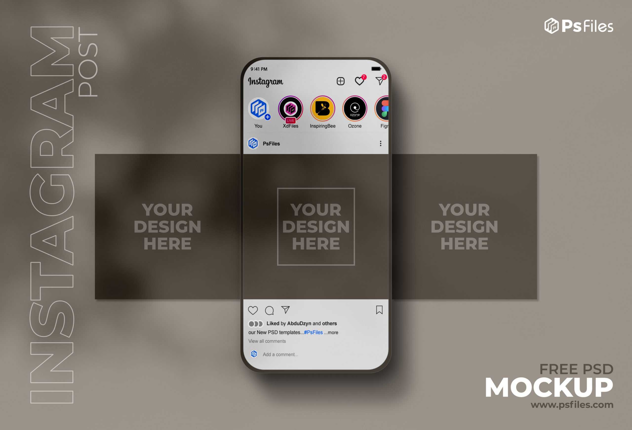 Free Instagram Carousel Post Mockup PSD Shadow Overlay PSD - Free Photoshop PsFiles