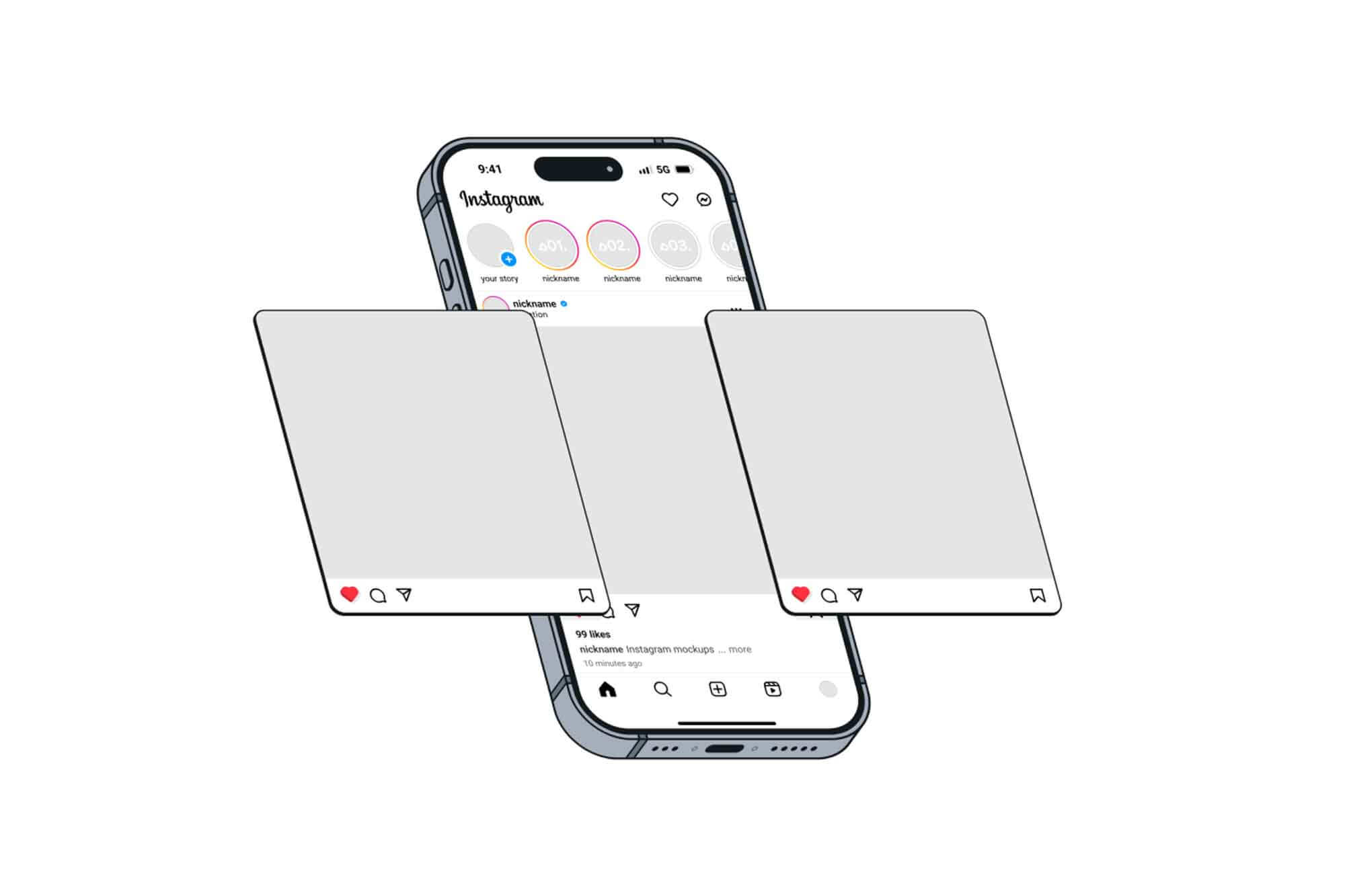 Free Instagram Mockup Kit with iPhone 15 Pro (PSD + Figma)