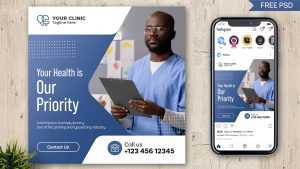 Free Instagram Post Design PSD Template for Health Care